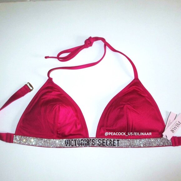 M/M Victoria Secret Shine Strap Logo Triangle Top & Brazilian Bikini Bottom Set - Picture 2 of 10